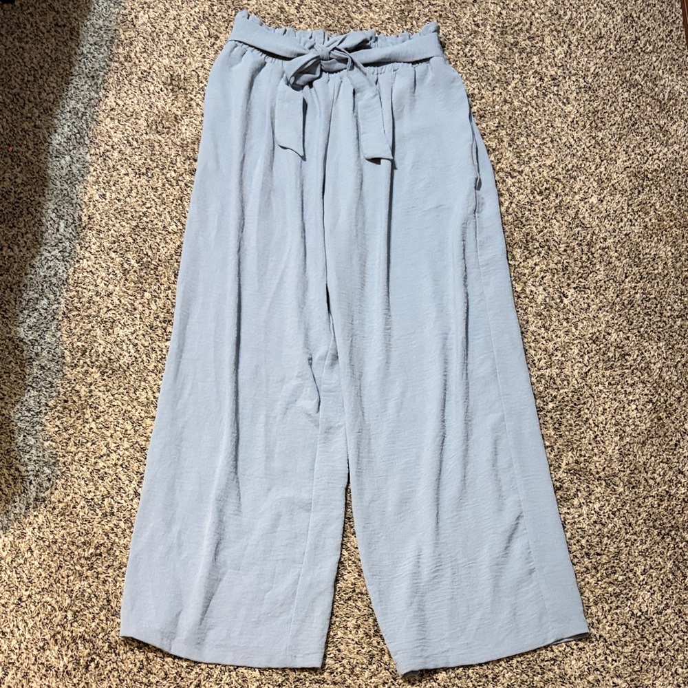 Women's Light Blue Wide-Leg Pants
